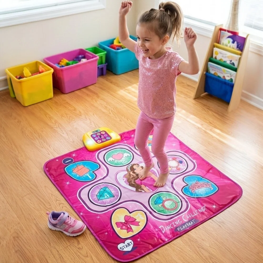 Princess Dancing Challenge Playmat - LED Musical Dance Pad for Kids